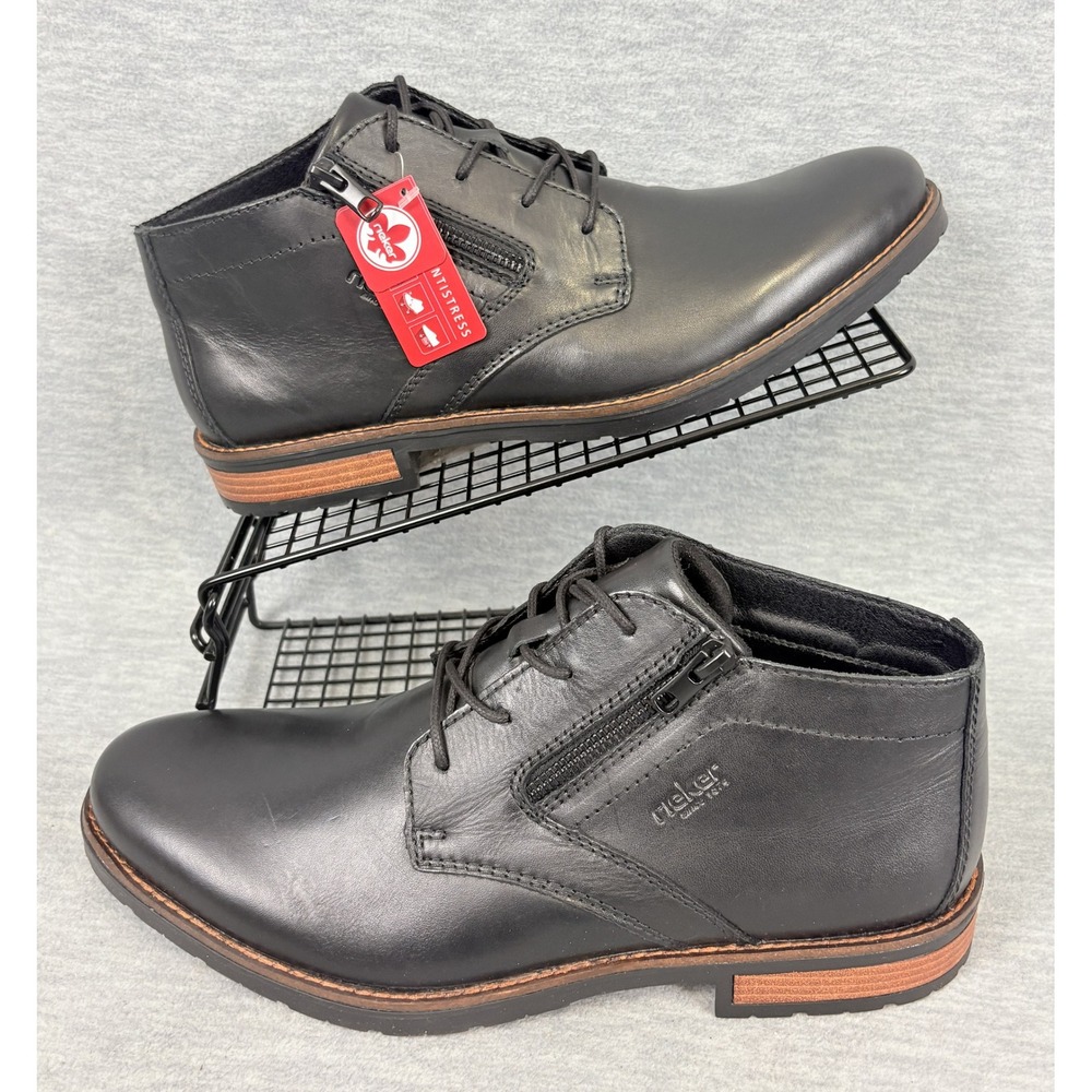 Rieker Dustin 09 Nero Chukka Boots Mens 10 Black Leather‎ Antistress Comfort